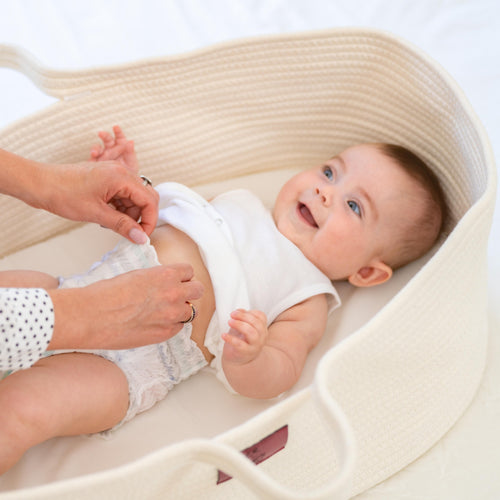 Organic Baby Moses Basket & Newborn Nest with Waterproof Pad
